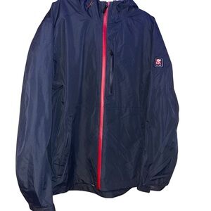 Chick-Fil-A Men’s Navy Blue Team Style Oobe Hooded Rain Jacket Parka Large